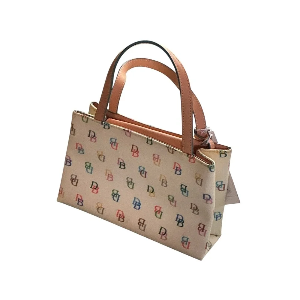 Dooney & Bourke‎ Tiny East/West Bag White Multi Color Monogram Mini Tote WI396
